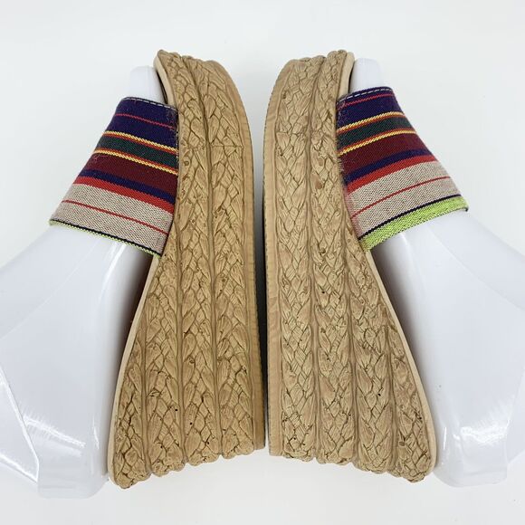 Pierre Dumas Weave Sandals Slides 5 Women Rainbow Strap Southwestern RainbowCore - Picture 8 of 11